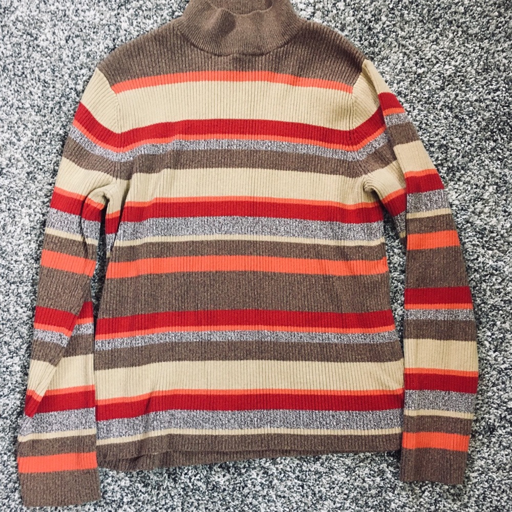VINTAGE STRIPED TURTLENECK SWEATER❤️🧡